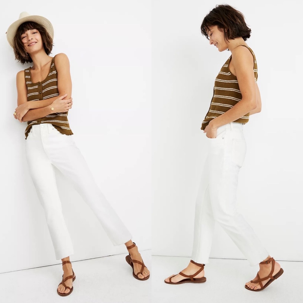 Madewell The High-Rise Slim Boyjean in Tile White, 27 T